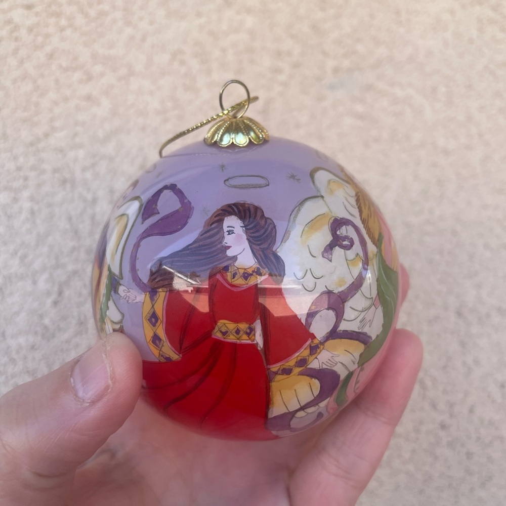 Li Bien Reverse Painted Glass Ornament 2005 Angels